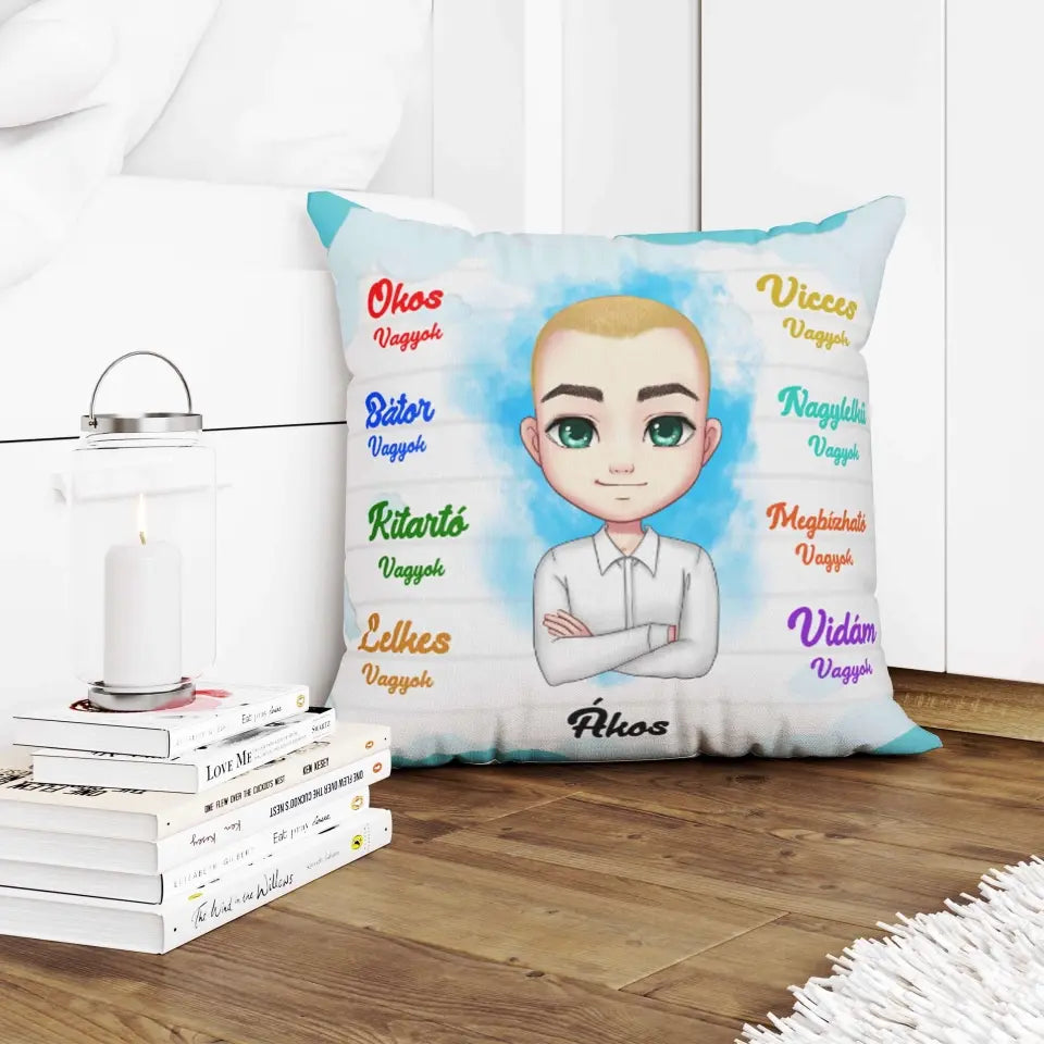 Egyedi tulajdonságok férfi és női karakterekkel párna