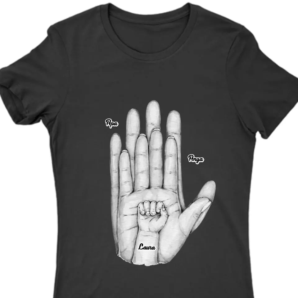 Family Palms Holding Hands 1-5 gyerekkel egyedi póló - férfi, női