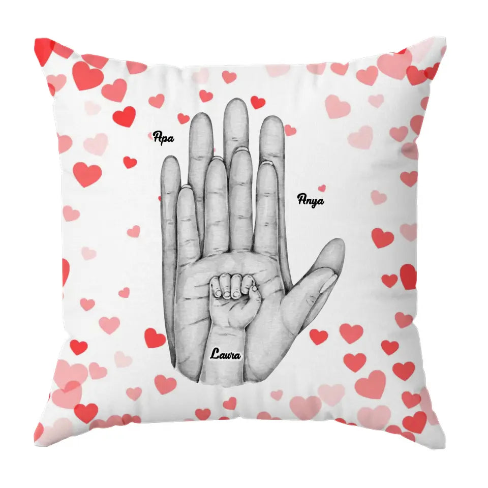 Family Palms Holding Hands 1-5 gyerekkel párna