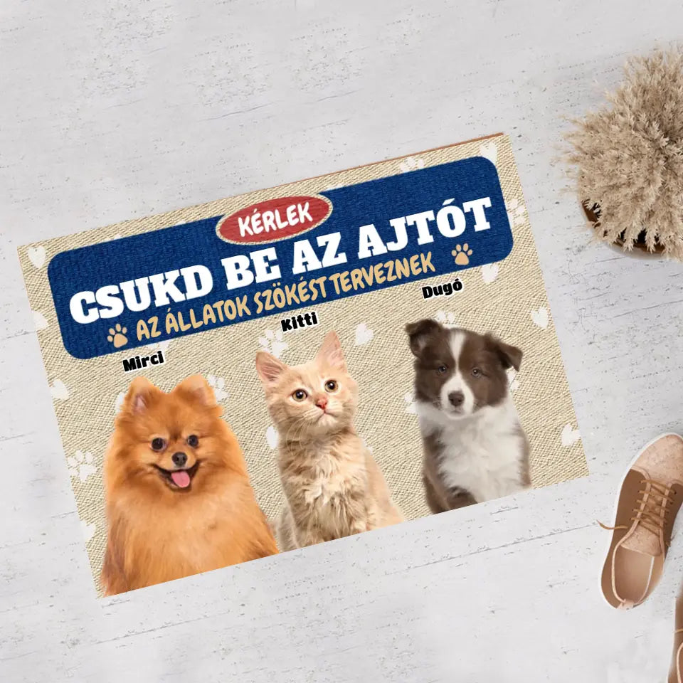Egyedi fényképes csukd be az ajtót lábtörlő - szökés - akár állattal