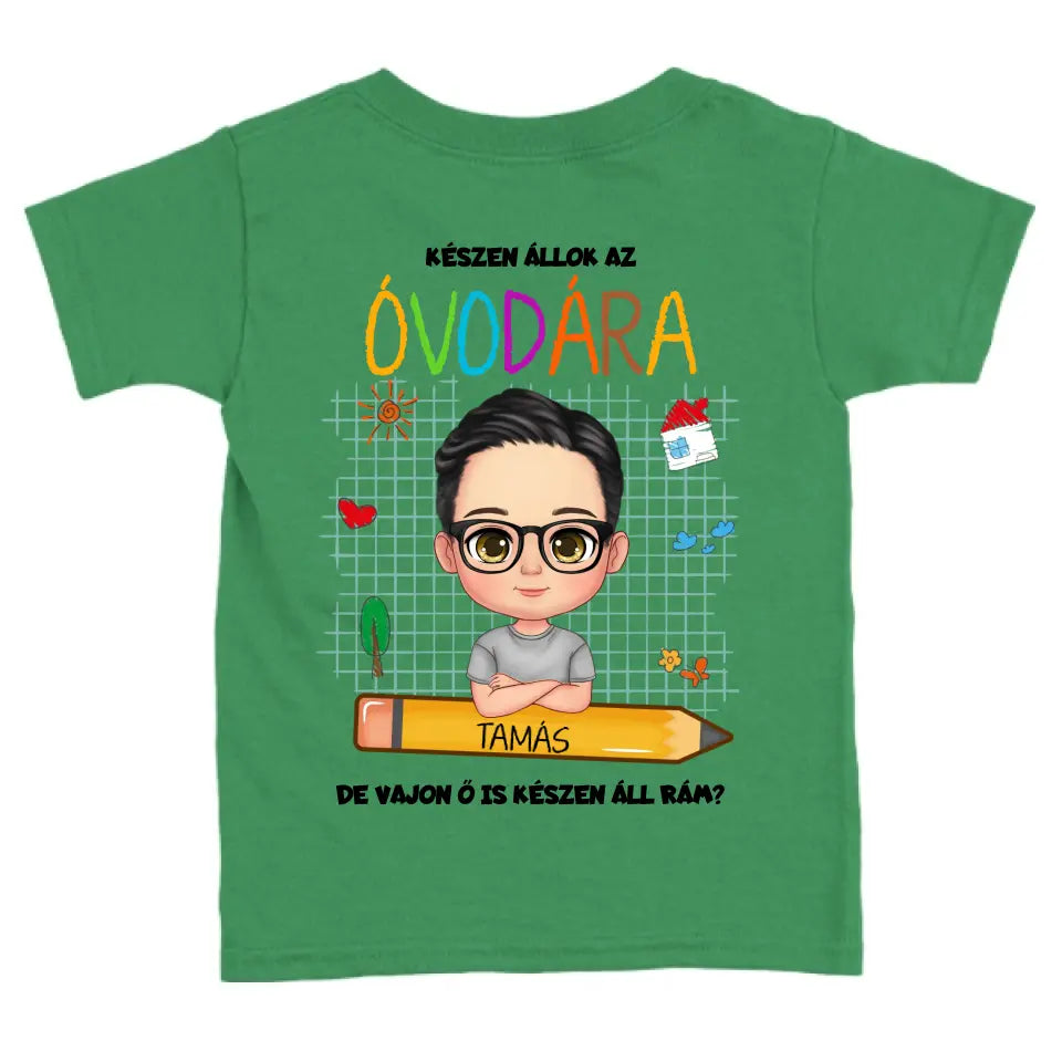 Vajon az iskola felkészült rám? gyerek póló - fiú és lány karakterrel