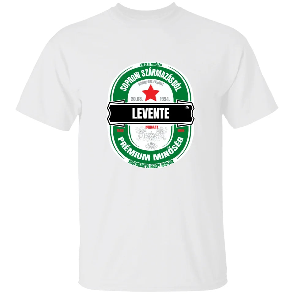Egyedi neves sörös címkés férfi póló