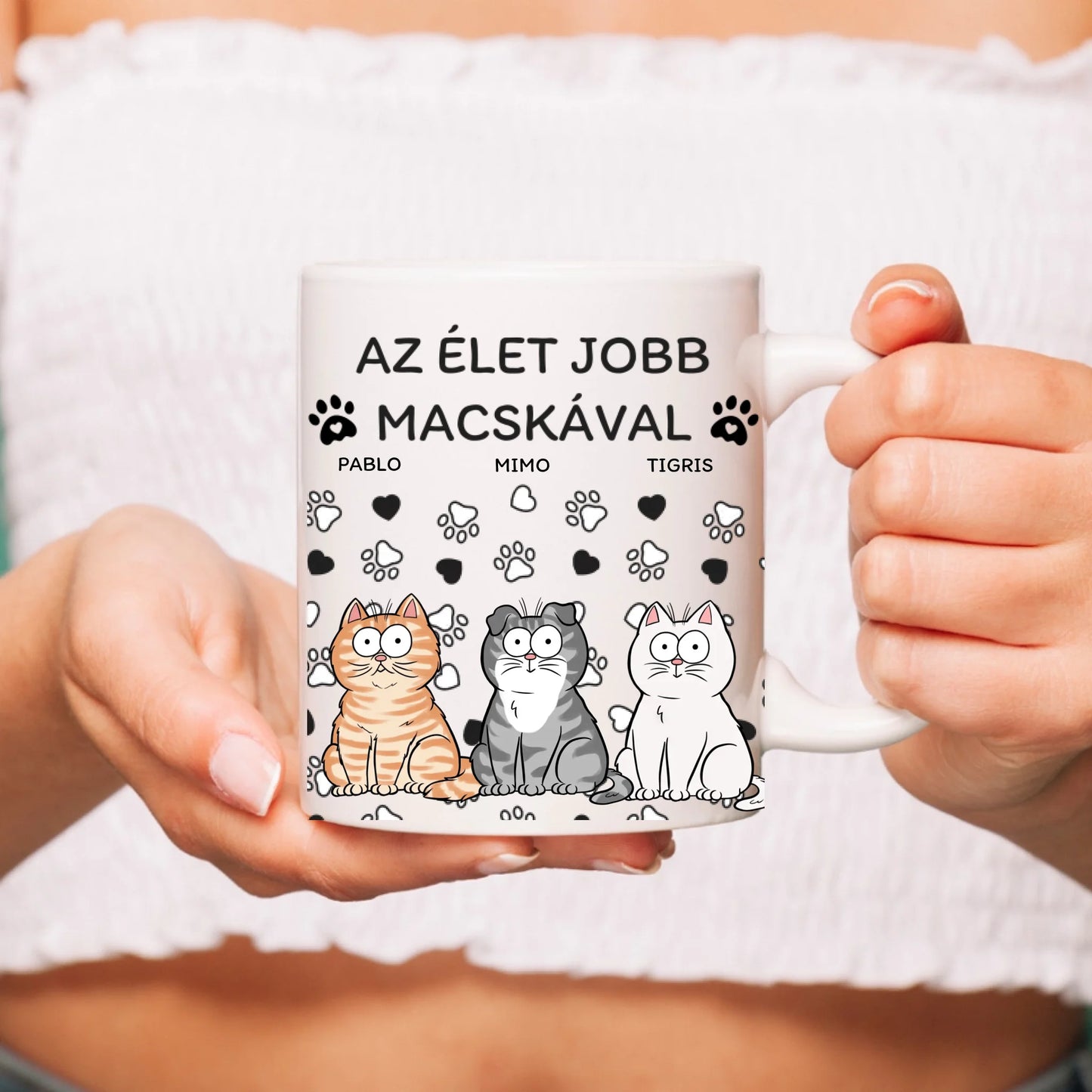 Az élet jobb macskával bögre