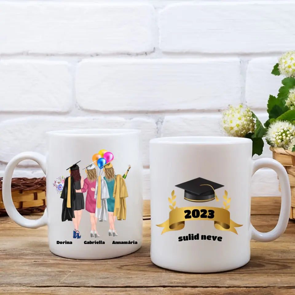 Végzős 2-3 barátnős egyedi bögre