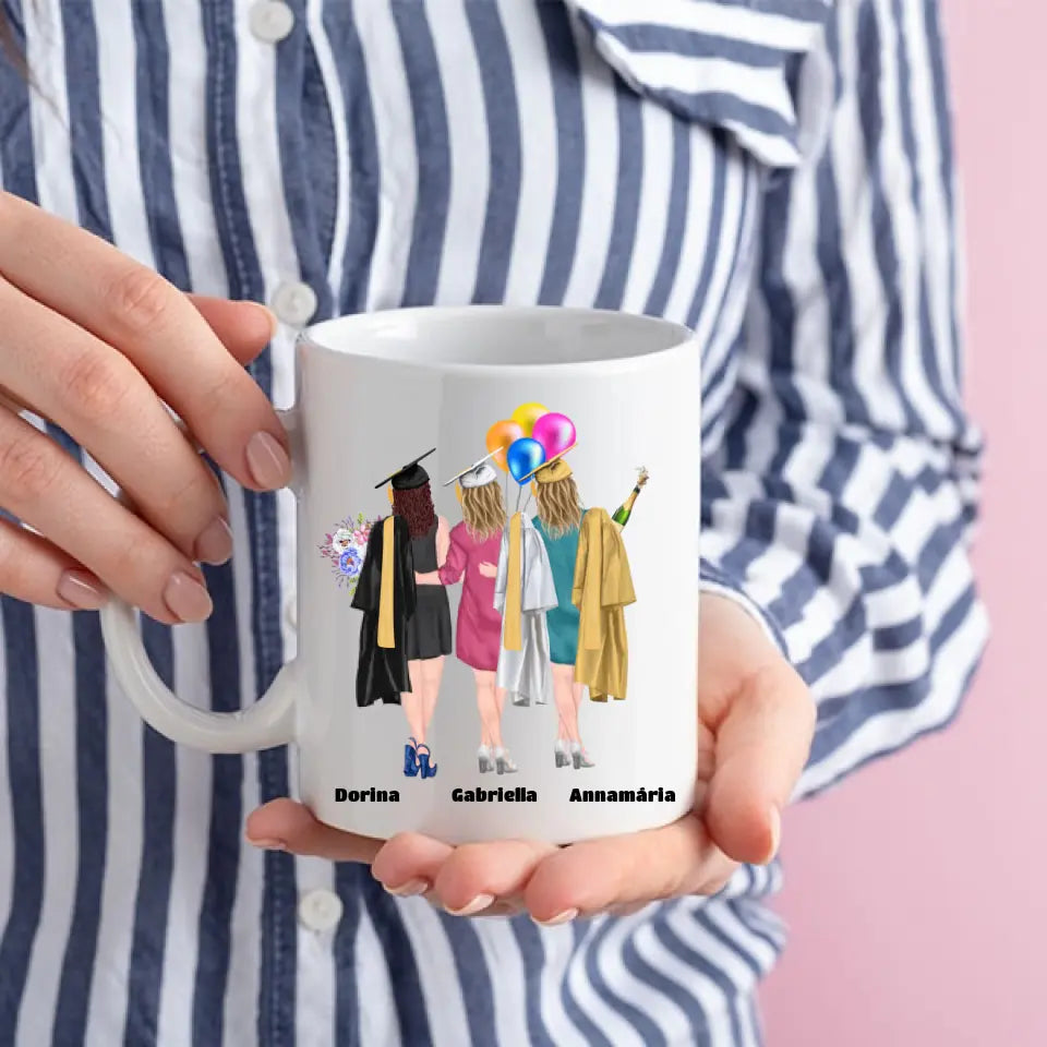 Végzős 2-3 barátnős egyedi bögre