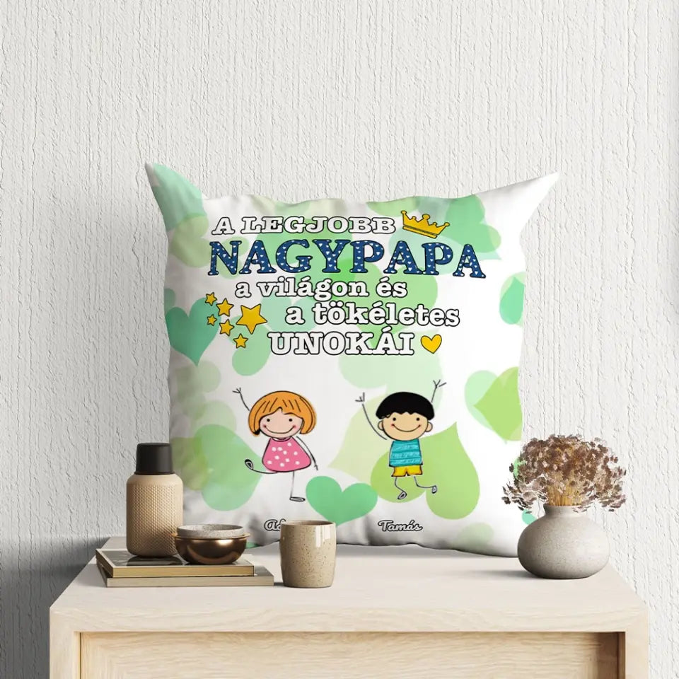 Legjobb nagypapa a világon akár 9 unokával párna