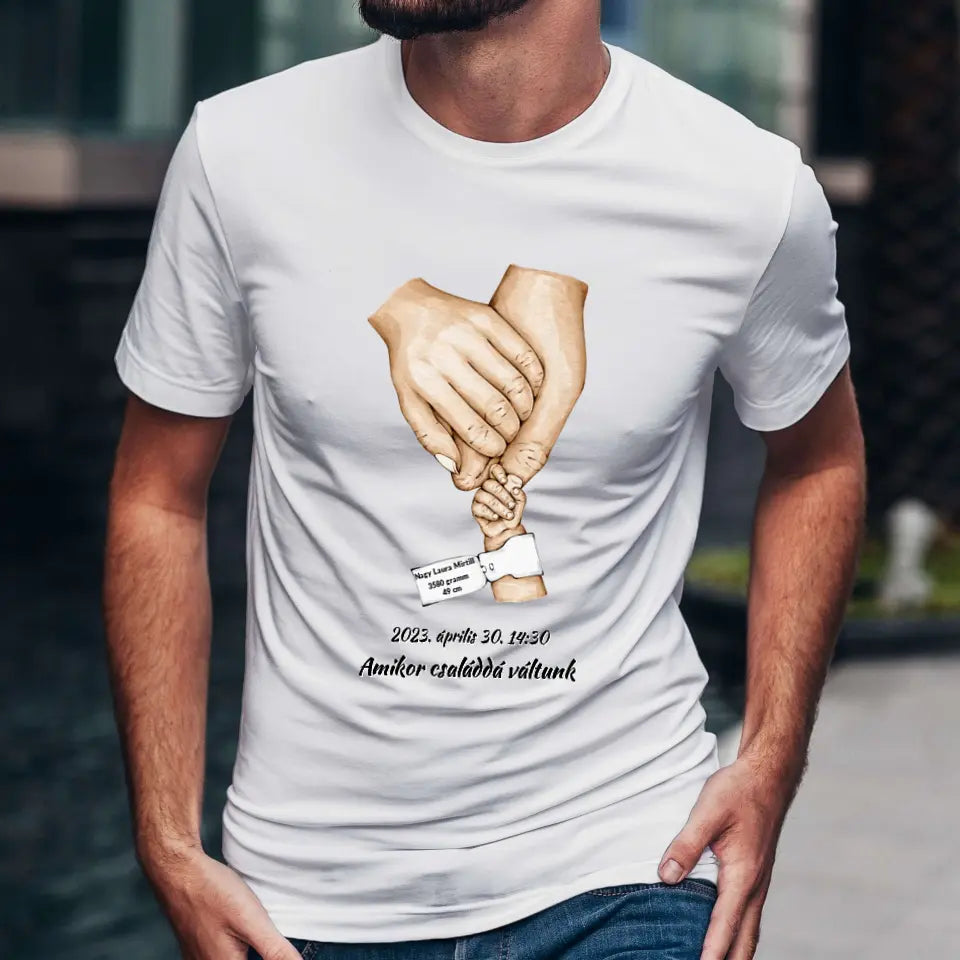 Újszülött személyre szabható egyedi adatokkal póló - férfi, női