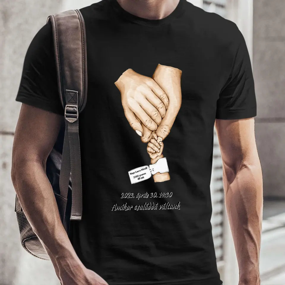 Újszülött személyre szabható egyedi adatokkal póló - férfi, női