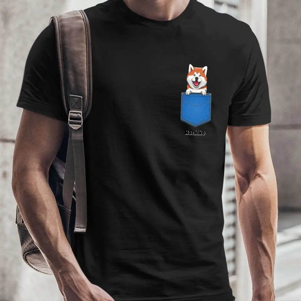 Egyedi házi kedvenc zsebes kutyával vagy macskával póló - férfi, női