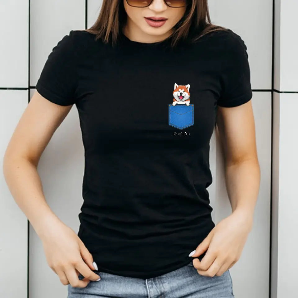 Egyedi házi kedvenc zsebes kutyával vagy macskával póló - férfi, női