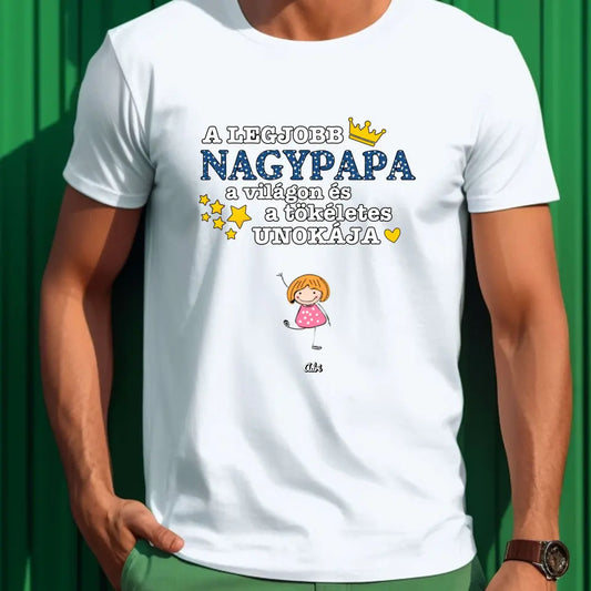 Legjobb nagypapa a világon akár 9 unokával egyedi póló - férfi