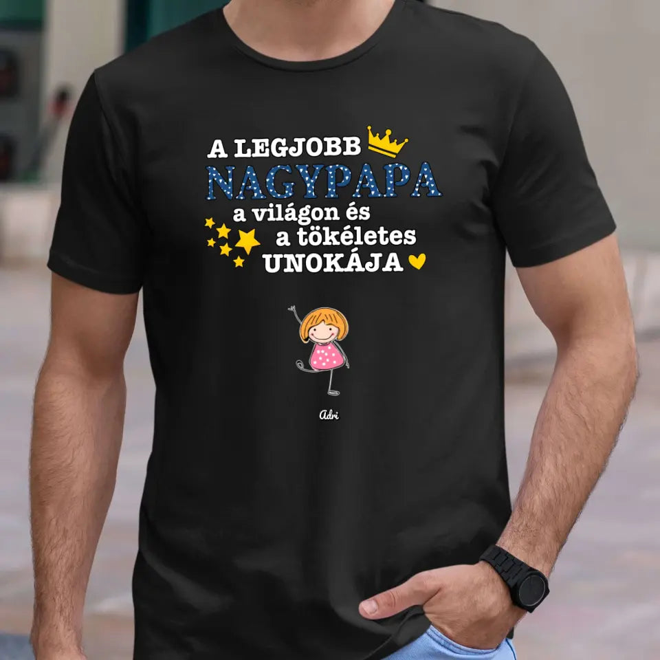 Legjobb nagypapa a világon akár 9 unokával egyedi póló - férfi