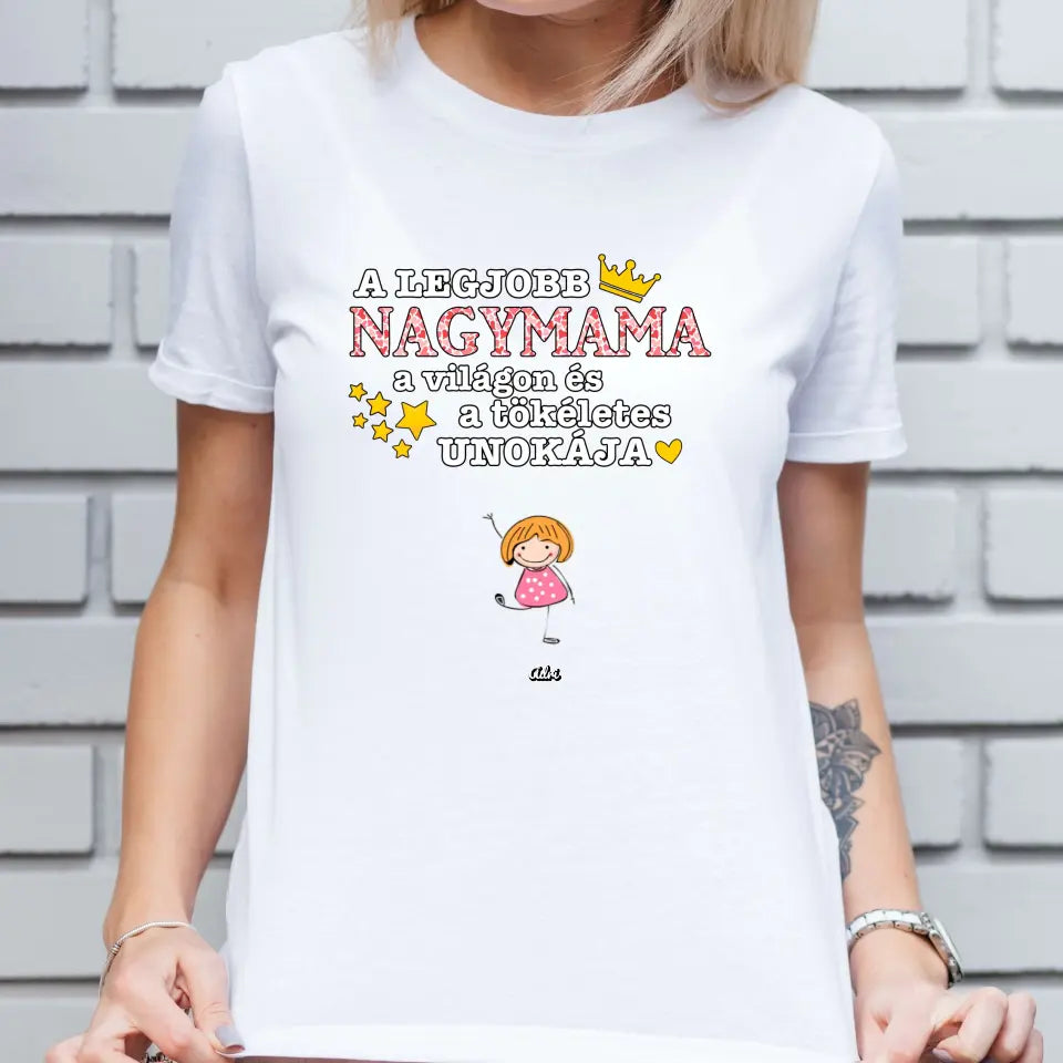 Legjobb nagymama a világon akár 9 unokával póló - női
