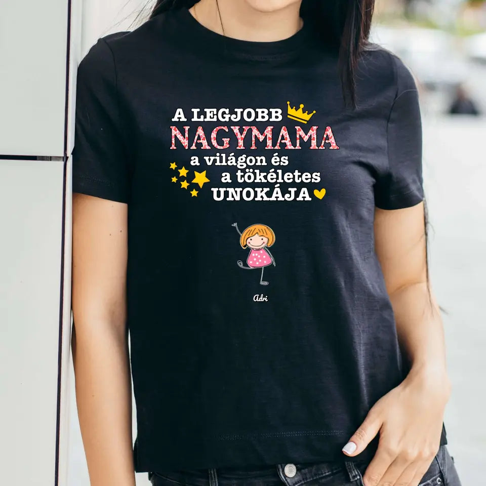 Legjobb nagymama a világon akár 9 unokával póló - női