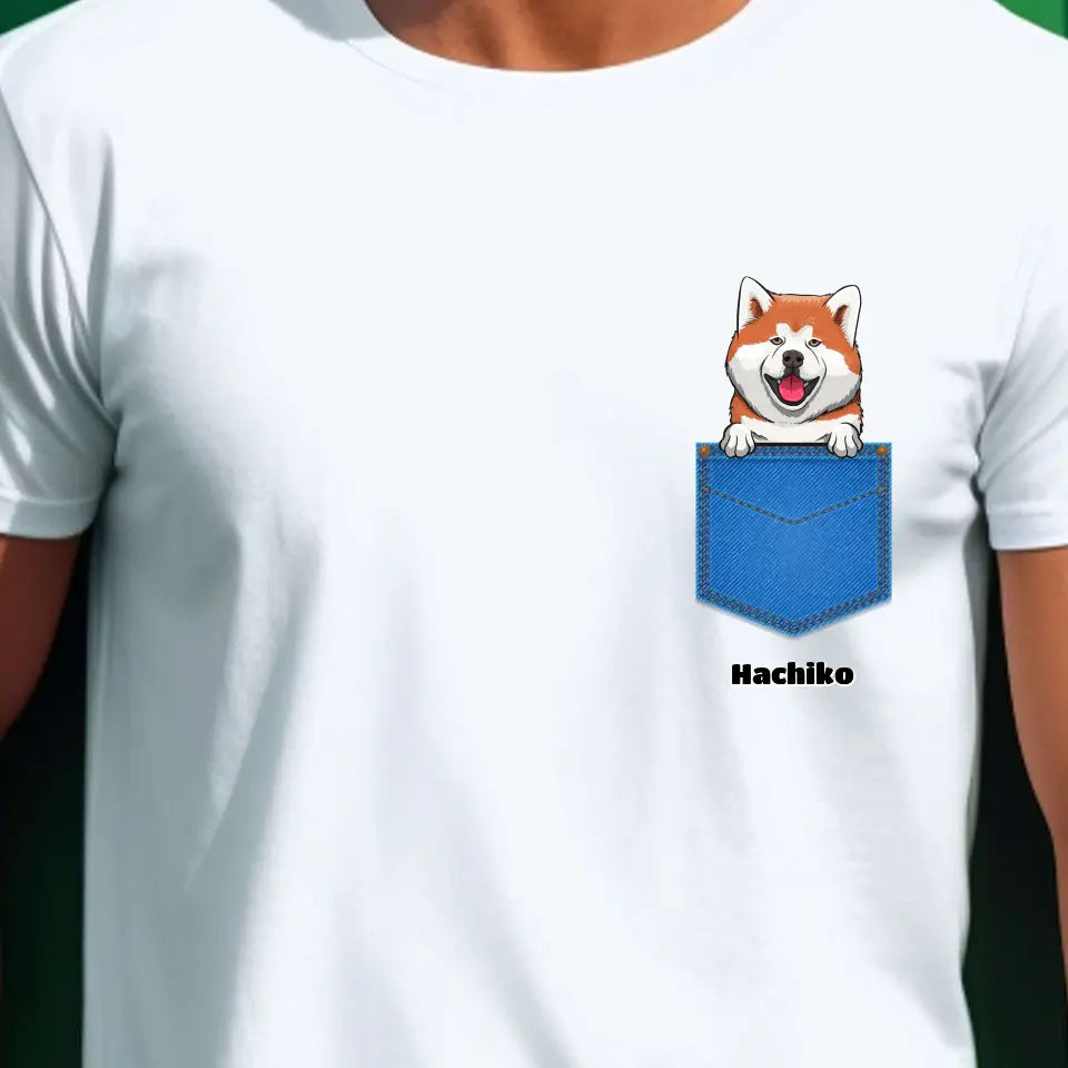 Egyedi házi kedvenc zsebes kutyával vagy macskával póló - férfi, női