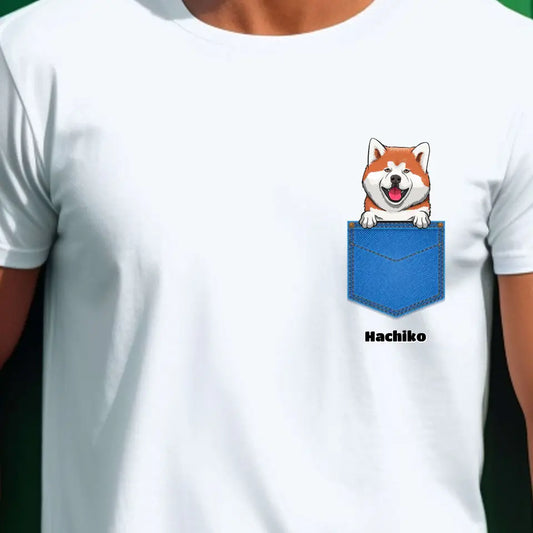 Egyedi házi kedvenc zsebes kutyával vagy macskával póló - férfi, női