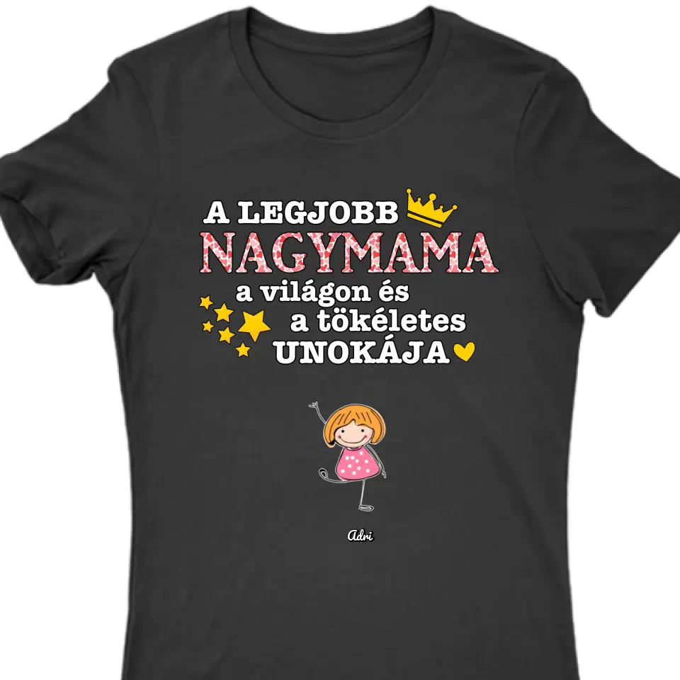 Legjobb nagymama a világon akár 9 unokával póló - női