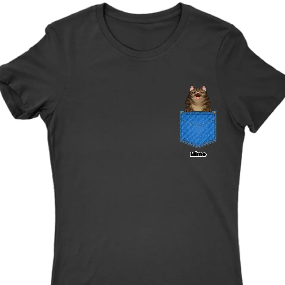 Egyedi házi kedvenc zsebes póló - macskával és kutyával - férfi, női