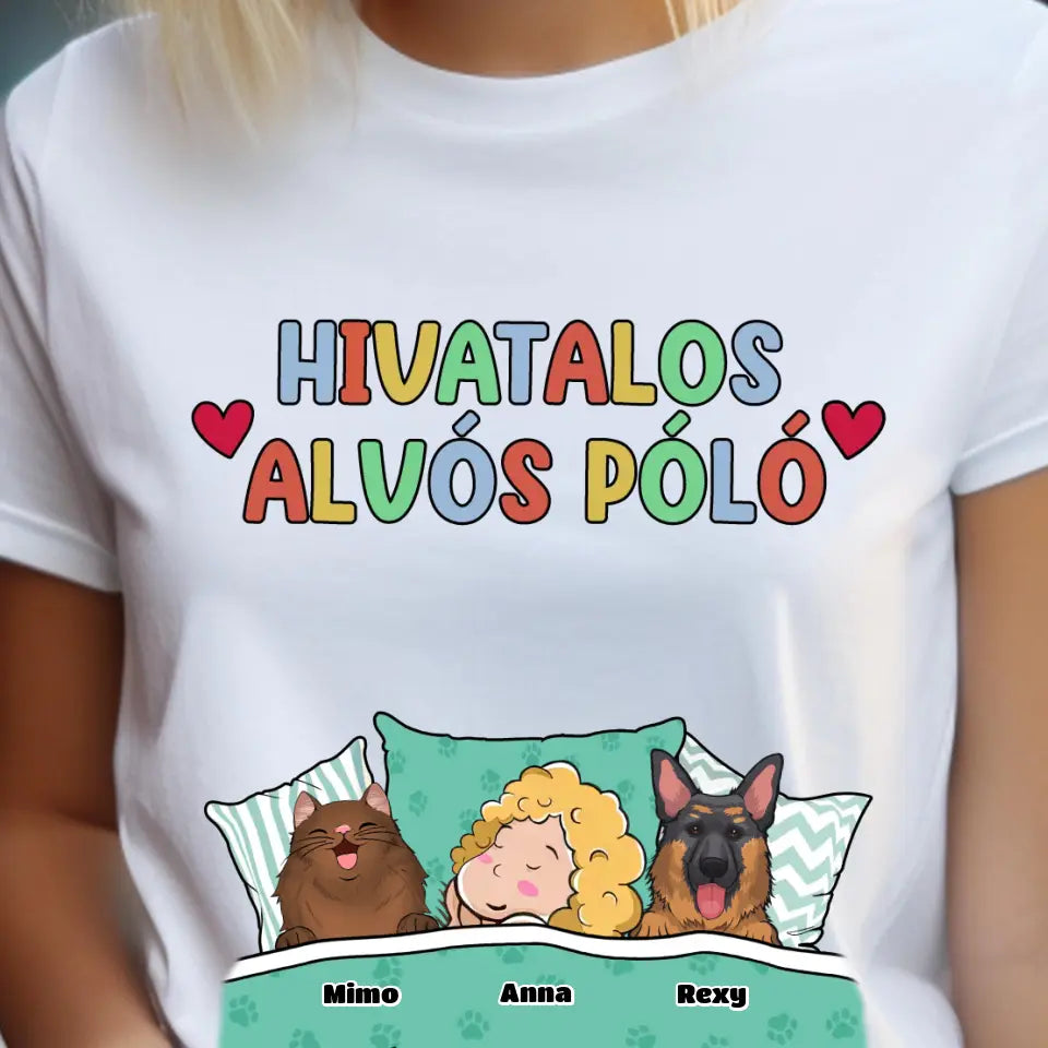 Hivatalos alvós póló egyedi gazdi és házi kedvenc design 2 - macska és kutya póló - férfi, női