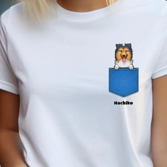 Egyedi házi kedvenc zsebes póló - kutyával és macskával póló- női, férfi