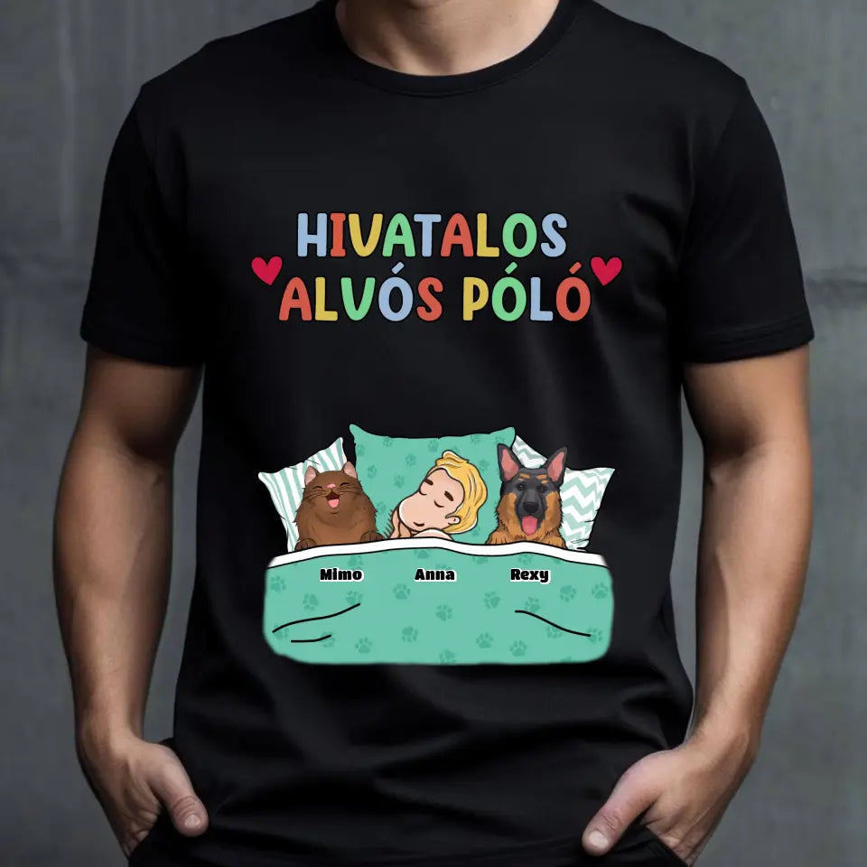 Hivatalos alvós póló egyedi gazdi és házi kedvenc design 2 - macska és kutya póló - férfi, női