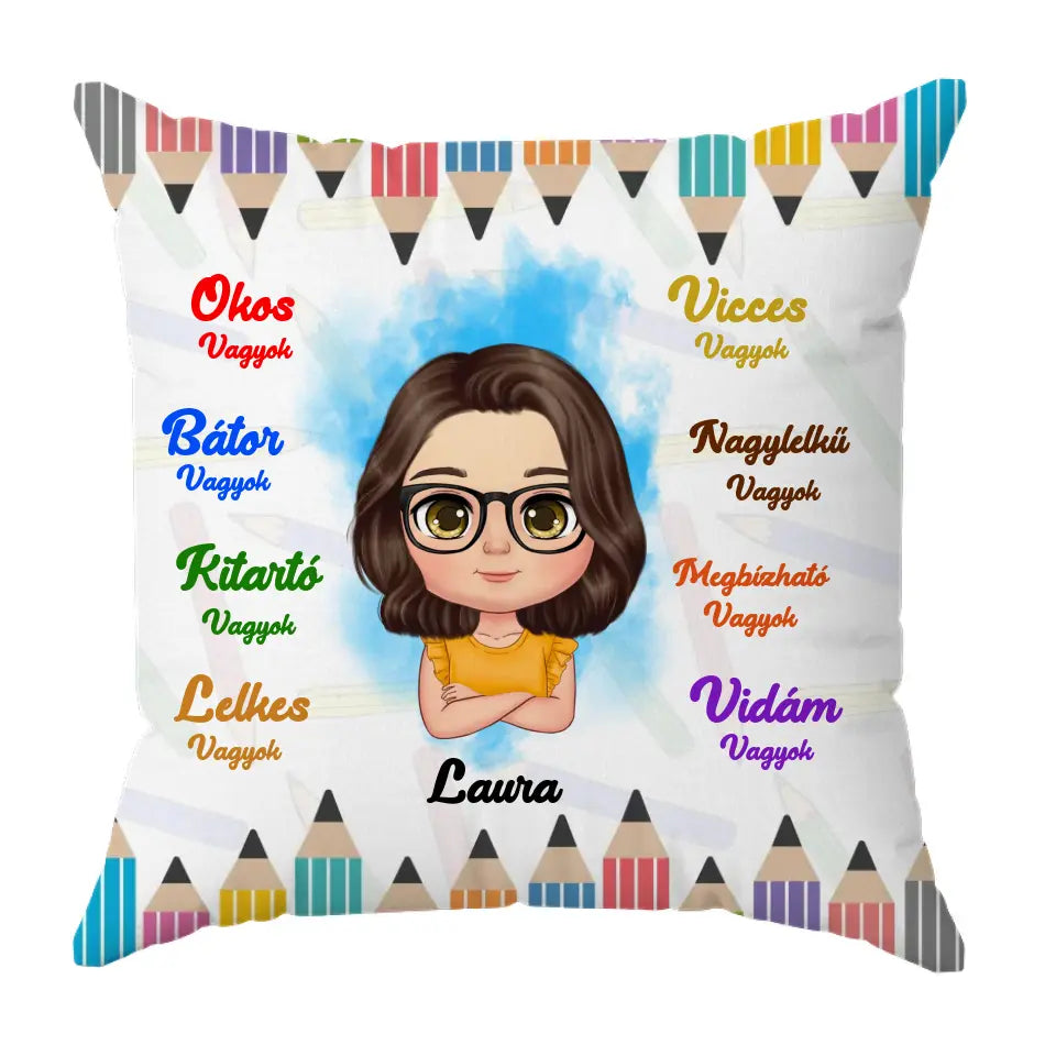 Egyedi tulajdonságok gyerek karakterekkel párna - lány