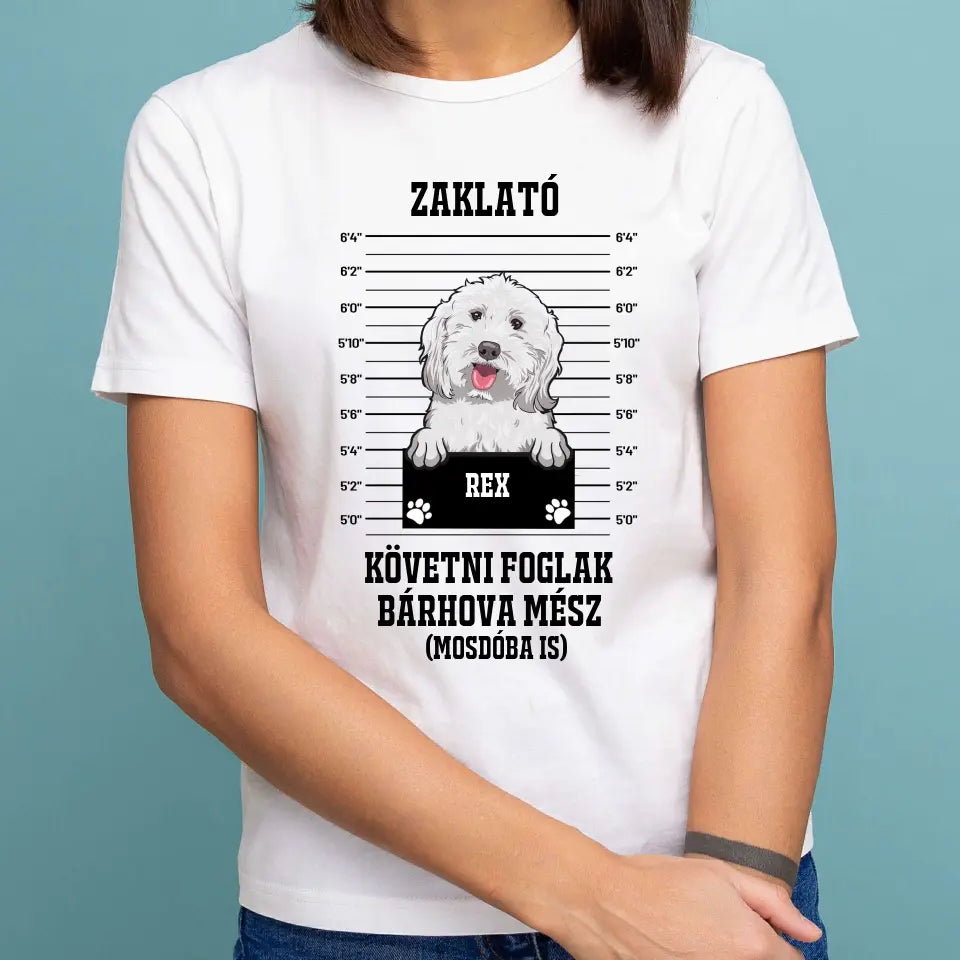Zaklató házi kedvenc kutyával vagy macskával póló férfi, női