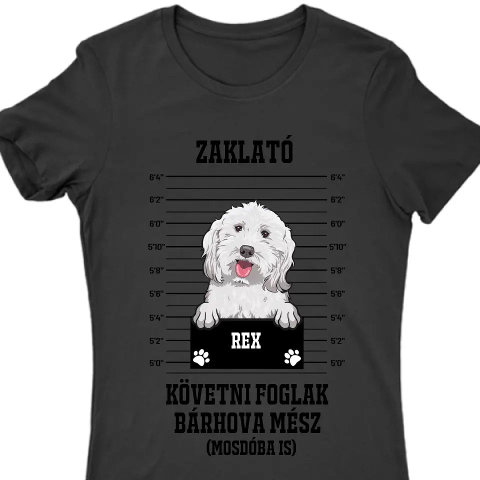 Zaklató házi kedvenc kutyával vagy macskával póló férfi, női