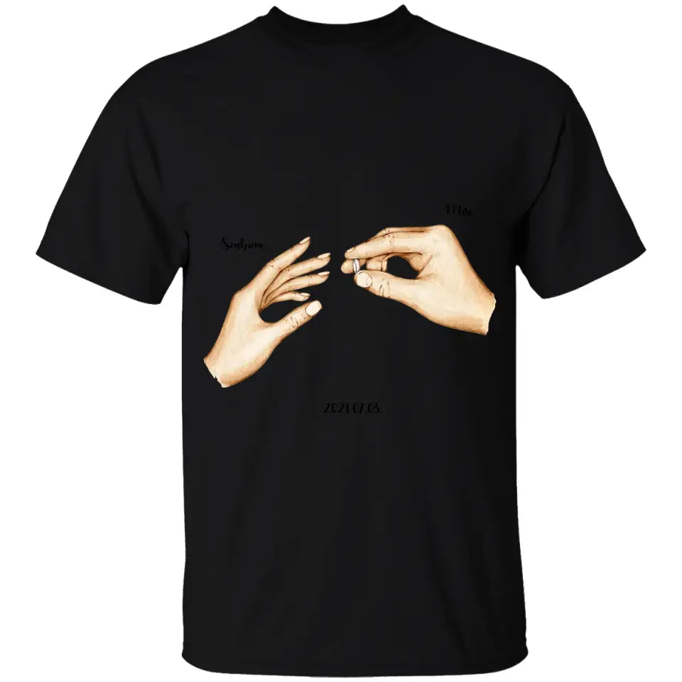 Esküvői évfordulós, névvel és dátummal póló - férfi, női