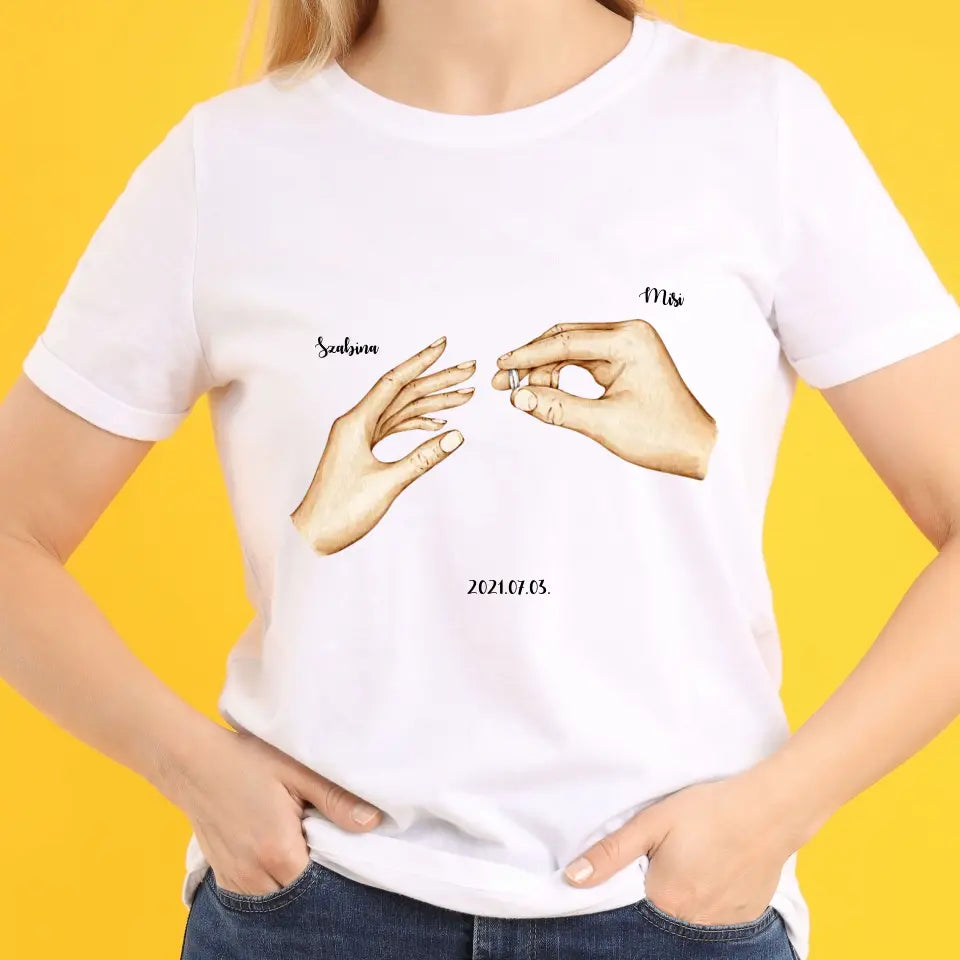 Esküvői évfordulós, névvel és dátummal póló - férfi, női