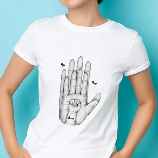 Family Palms Holding Hands 1-5 gyerekkel egyedi póló - női, férfi