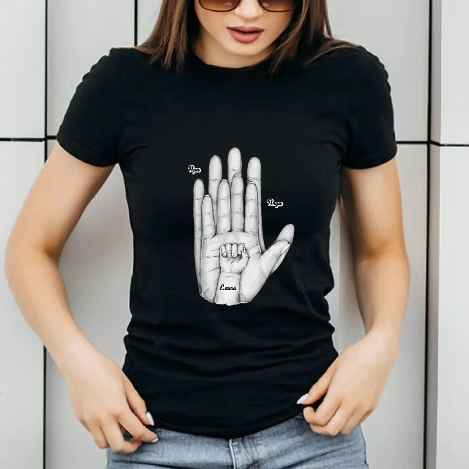 Family Palms Holding Hands 1-5 gyerekkel egyedi póló - női, férfi