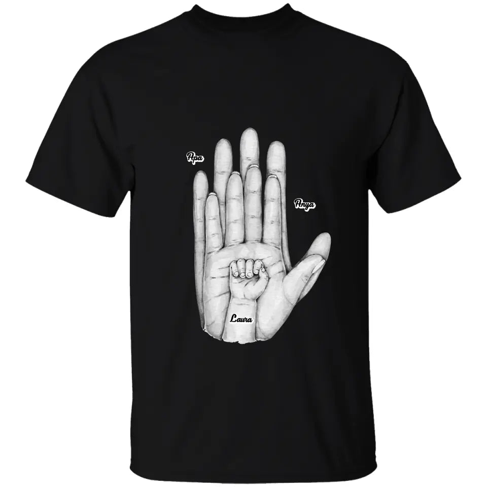 Family Palms Holding Hands 1-5 gyerekkel egyedi póló - női, férfi