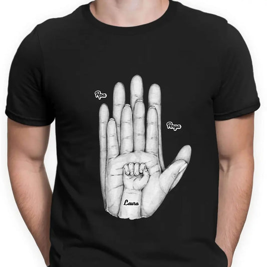 Family Palms Holding Hands 1-5 gyerekkel egyedi póló - férfi, női