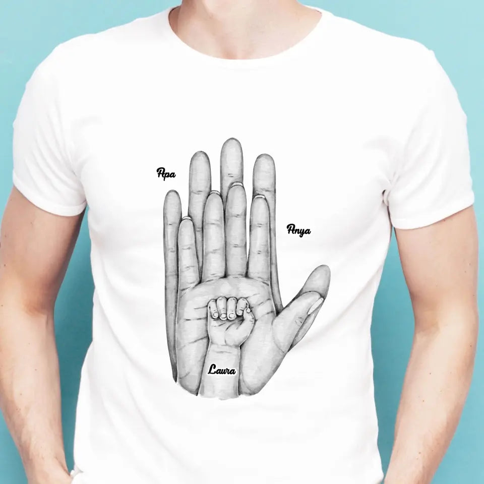 Family Palms Holding Hands 1-5 gyerekkel egyedi póló - férfi, női