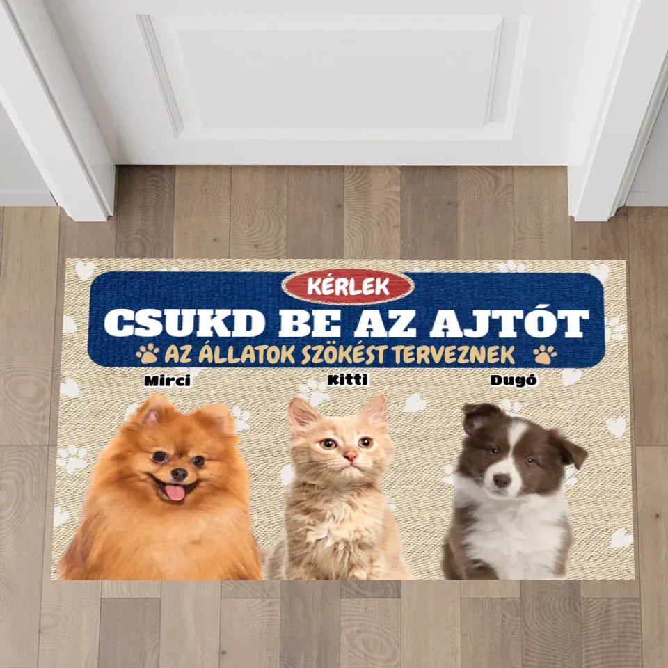 Egyedi fényképes csukd be az ajtót lábtörlő - szökés - akár állattal