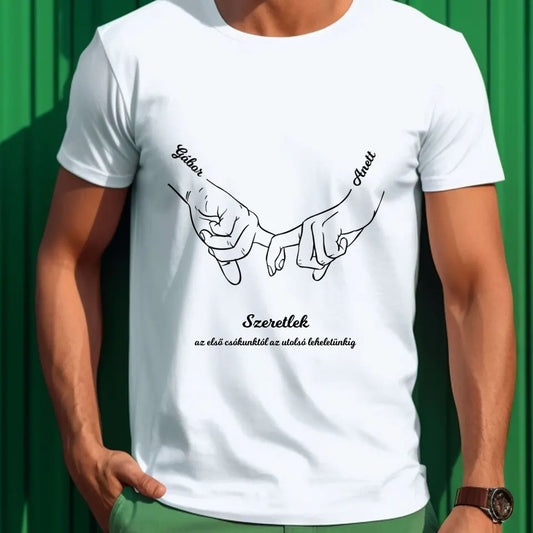 Couple hands póló névvel és egyedi szöveggel - férfi, női
