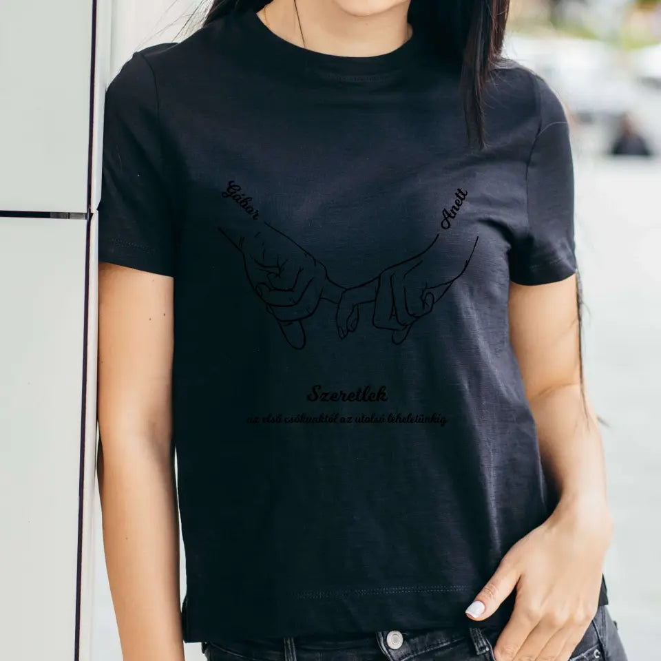 Couple hands póló névvel és egyedi szöveggel - női, férfi