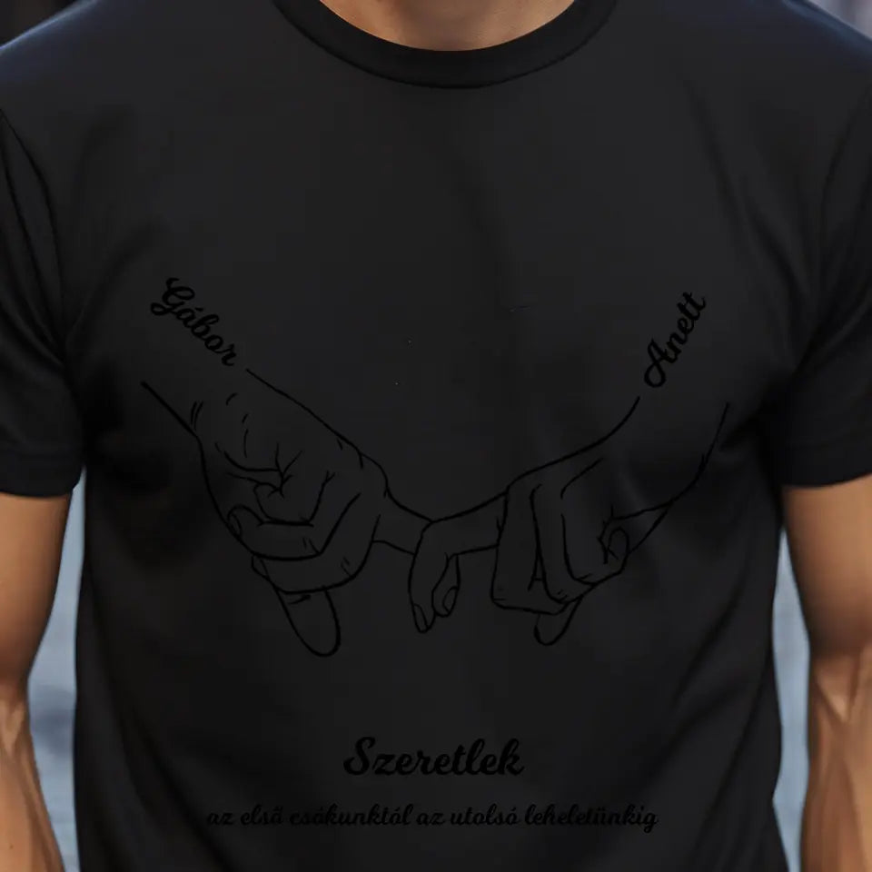 Couple hands póló névvel és egyedi szöveggel - férfi, női