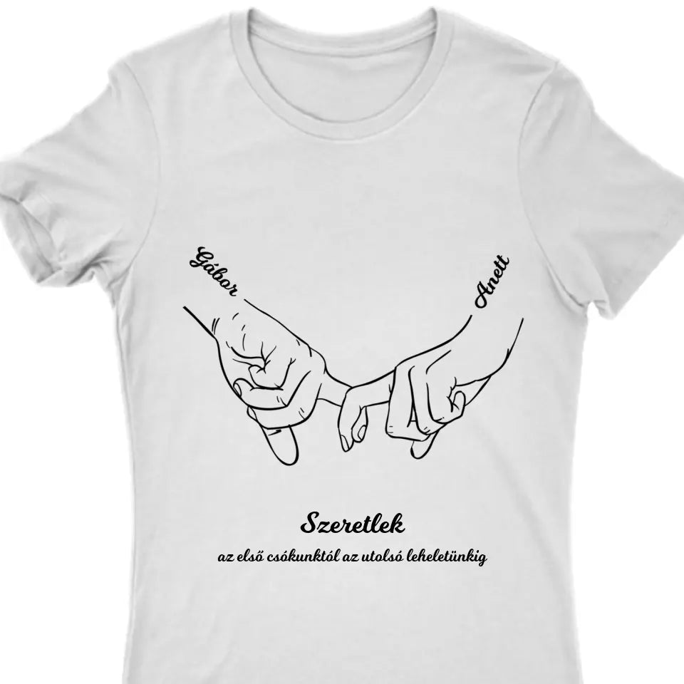 Couple hands póló névvel és egyedi szöveggel - férfi, női