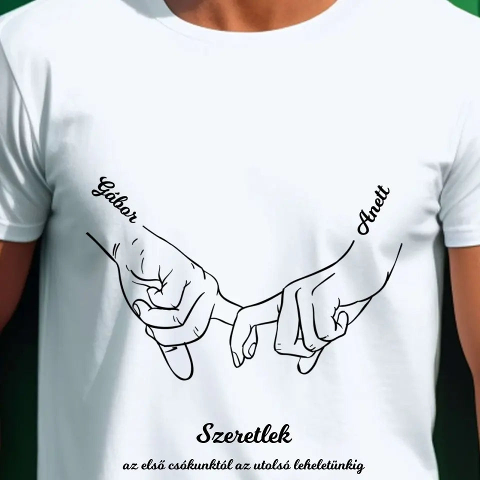 Couple hands póló névvel és egyedi szöveggel - női, férfi