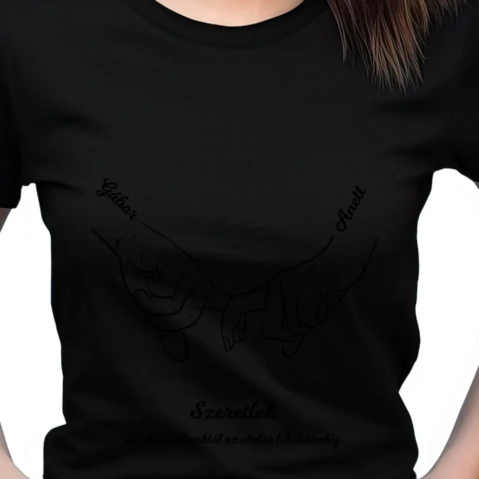 Couple hands póló névvel és egyedi szöveggel - férfi, női