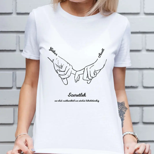 Couple hands póló névvel és egyedi szöveggel - női, férfi