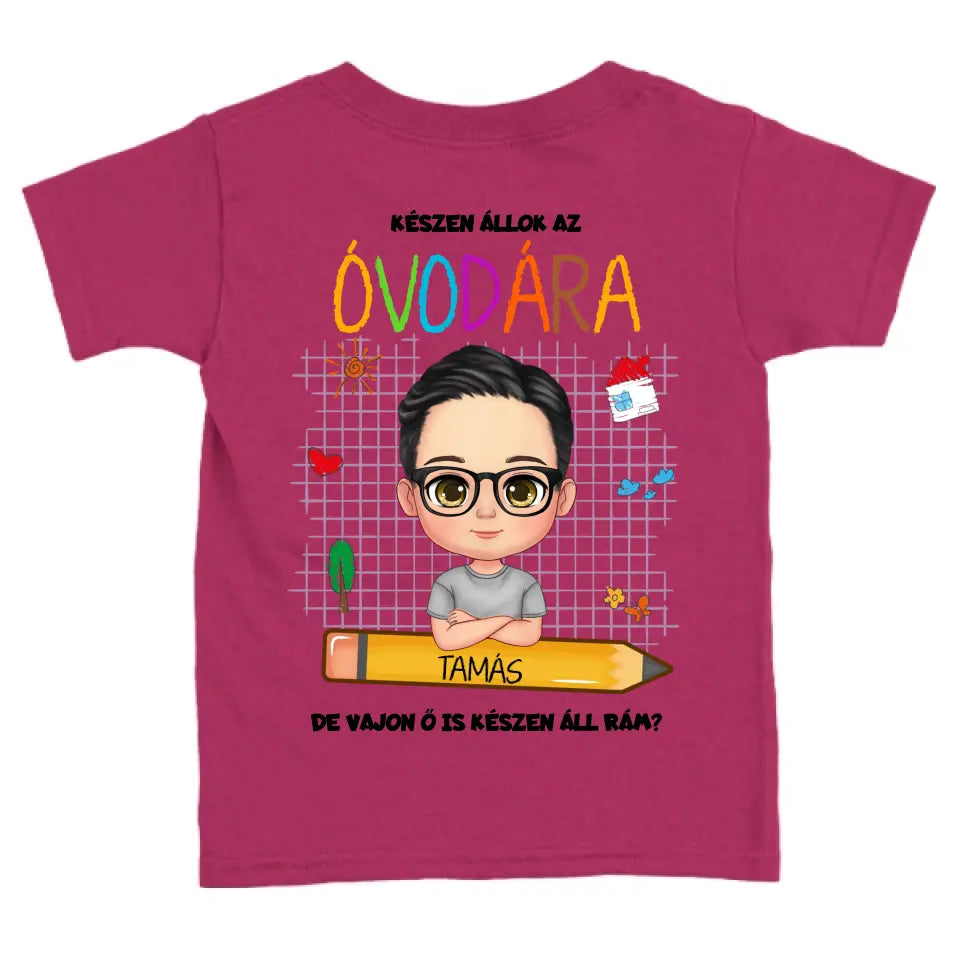 Vajon az iskola felkészült rám? gyerek póló - fiú és lány karakterrel