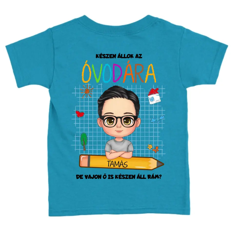Vajon az iskola felkészült rám? gyerek póló - fiú és lány karakterrel
