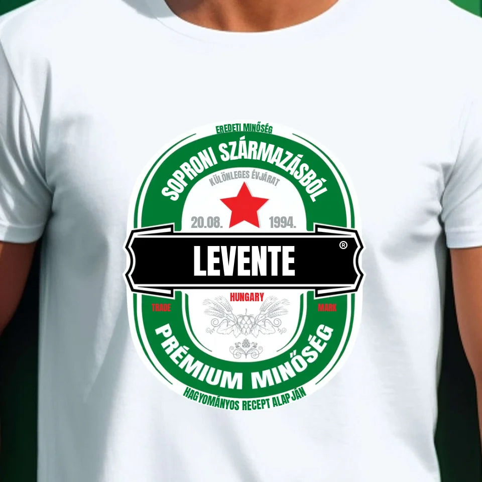 Egyedi neves sörös címkés férfi póló