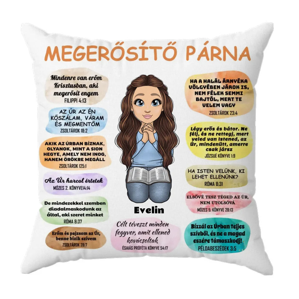Megerősítő párna női karakterrel