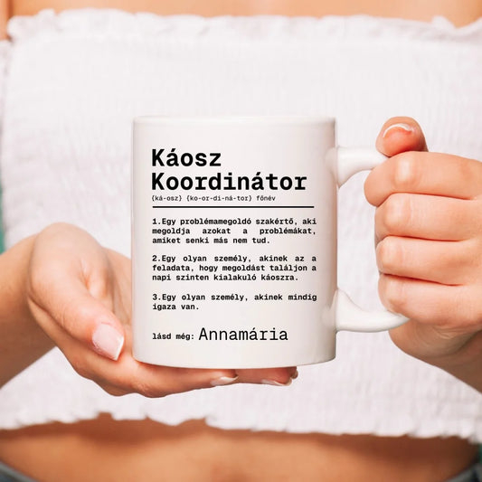 Káosz koordinátor egyedi névvel bögre