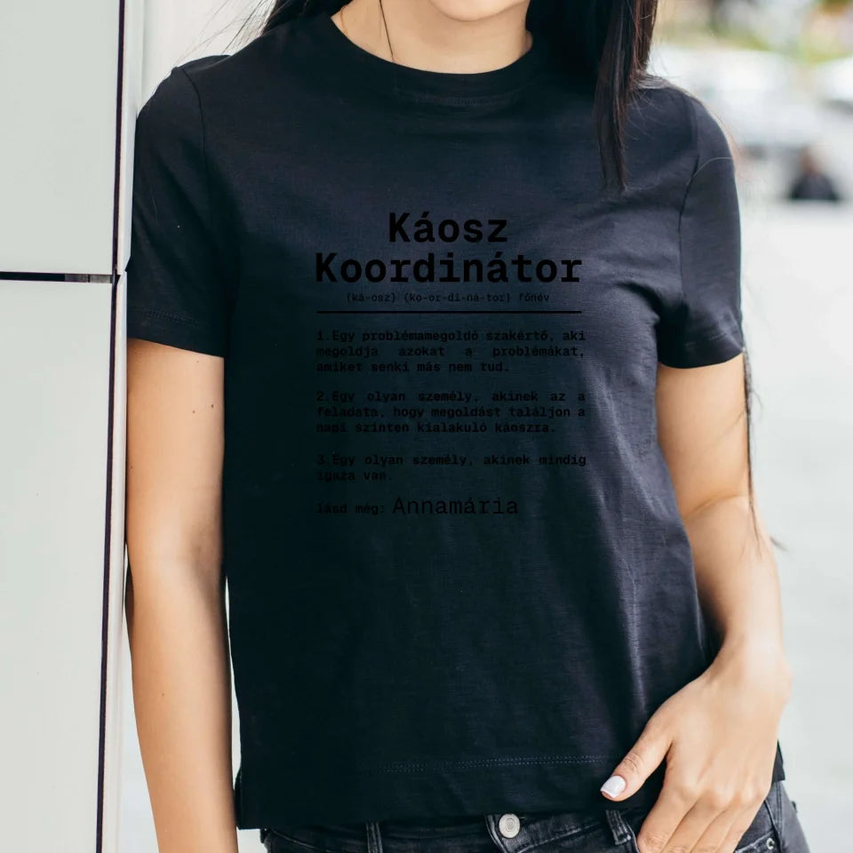 Káosz koordinátor egyedi névvel póló - női, férfi