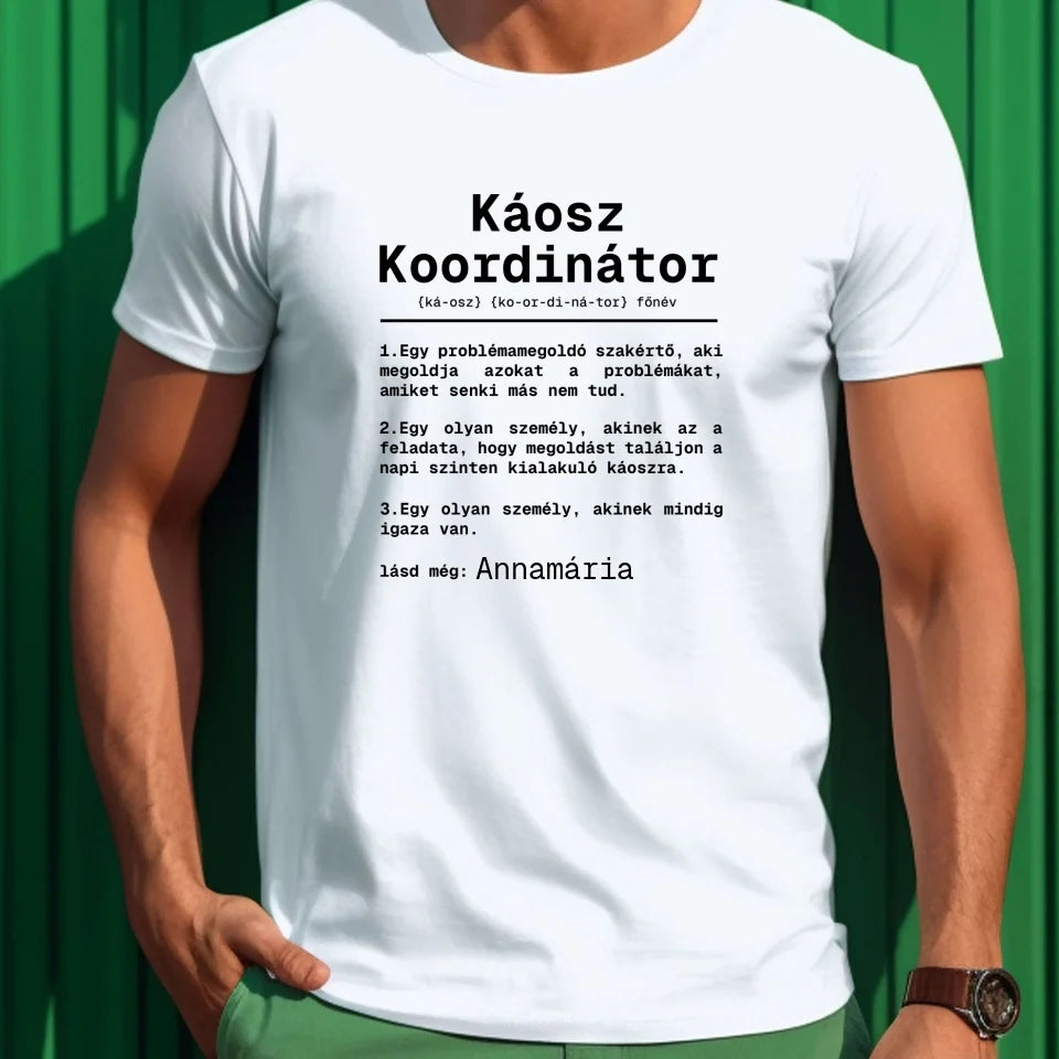 Káosz koordinátor egyedi névvel póló - női, férfi